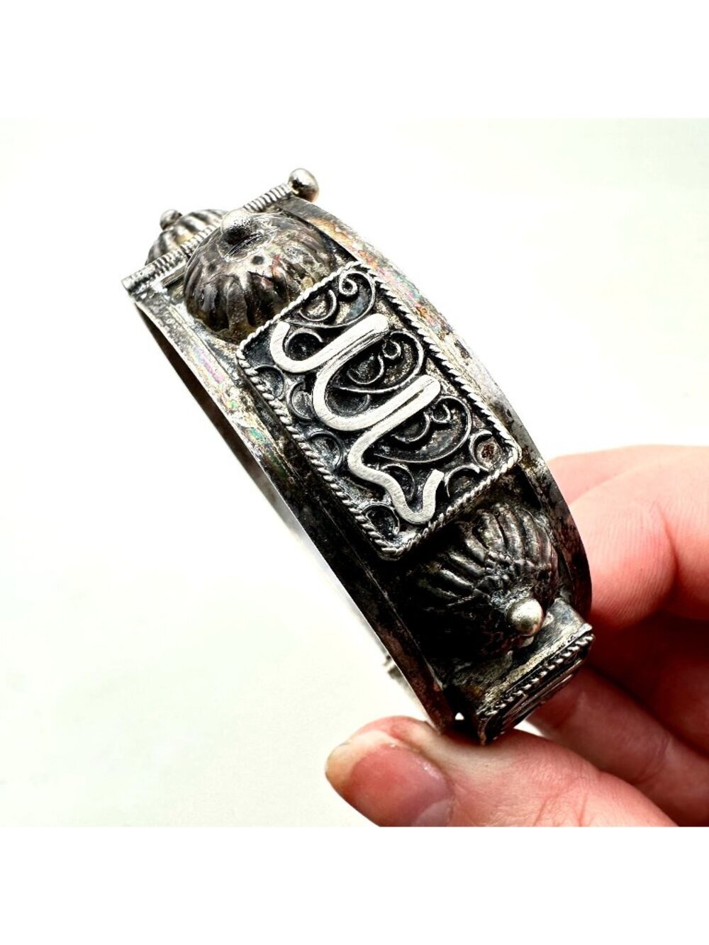 Antique Vintage French Colonial Algerian Bangle with Arabic Calligraphy